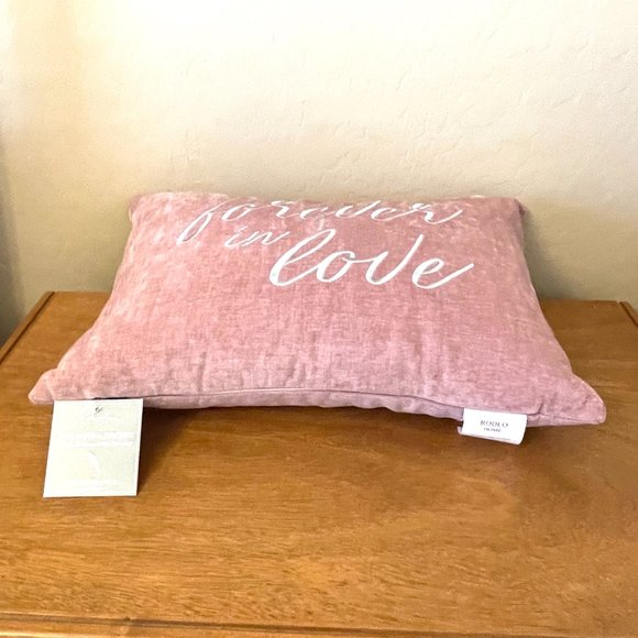 NEW Forever In Love Throw Pillow Pink Stitched Rodeo Home Rectangle Feather NWT - Picture 3 of 7